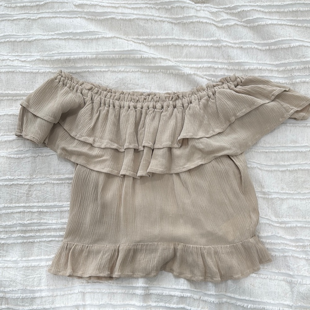 Express Tan Ruched Ruffled Camisole - Picture 2 of 5
